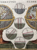 Celestial globes zodiac & earth 1719 Chiquet attractive engraved antique print