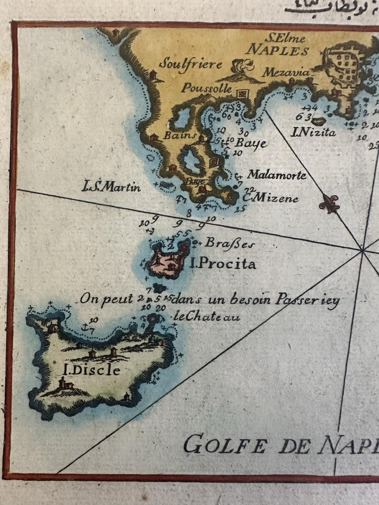 Naples Bay Italy Napoli Italia 1764 Roux engraved hand color coastal map