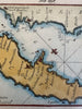 Corfu island Greece 1764 Roux engraved hand color coastal map