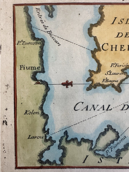 Istria Cherzo island Farisina canal 1764 Roux engraved hand color coastal map
