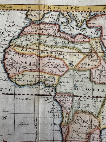 African continent Africa 1781 scarce charming miniature crocodile cartouche map