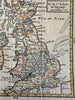 British Isles Ireland England  1750 Vaugondy engraved hand colored miniature map