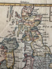 British Isles Ireland England  1750 Vaugondy engraved hand colored miniature map