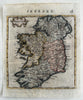 Ireland 1701 Moll charming hand colored engraved map scroll cartouche