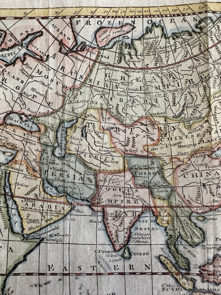 Asia China Arabia 1781 Phinn decorative cartouche hand colored miniature map