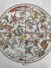 Celestial star constellations 1810 North & South Hemispheres 2 hand color prints