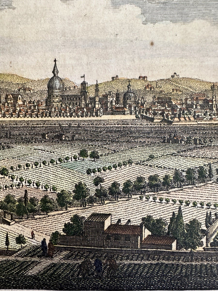 Florence Italy Firenze Italia 1759 engraved hand colored prospect birds-eye view