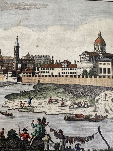 Florence Italy Firenze Italia 1759 hand colored Arno prospect birds-eye view