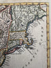 Colonial North America Atlantic seaboard c.1760 Vaugondy decorative engraved map