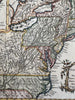 Colonial North America Atlantic seaboard c.1760 Vaugondy decorative engraved map