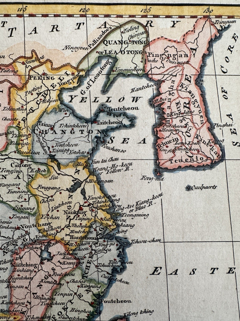 Empire Of China & Korea c.1760s Vaugondy engraved hand colored map