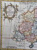 Empire Of China & Korea c.1760s Vaugondy engraved hand colored map
