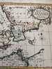 Denmark Jutland Zeeland Funen c.1760s Vaugondy cartouche engraved color map