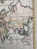 World map w/discoveries incomplete Australia & NZ c.1760s engraved hand colored