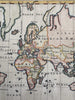 World map w/discoveries incomplete Australia & NZ c.1760s engraved hand colored