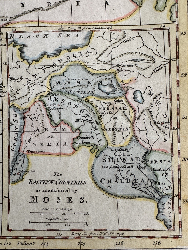 Canaan ancient Palestine Moses Israel 1815 American engraved hand colored map