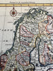 Sweden Norway Scandinavia Iceland Finland c.1760s Vaugondy engraved color map