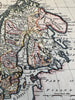 Sweden Norway Scandinavia Iceland Finland c.1760s Vaugondy engraved color map