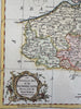 Netherlands Belgium Brabant Flanders 1760 Vaugondy decorative engraved color map