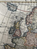Europe continent 1695 Moll charming miniature hand colored map