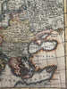 Europe continent 1695 Moll charming miniature hand colored map