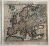 Europe continent 1695 Moll charming miniature hand colored map