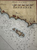 Tunisia Sfax Barbary coast North Africa 1764 Roux engraved colored coastal map