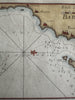 Tunisia Sfax Barbary coast North Africa 1764 Roux engraved colored coastal map