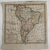 South America 1750 Vaugondy engraved hand colored miniature map