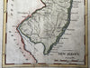 New Jersey early state map 1796 Morse & Hill engraved rare hand colored map