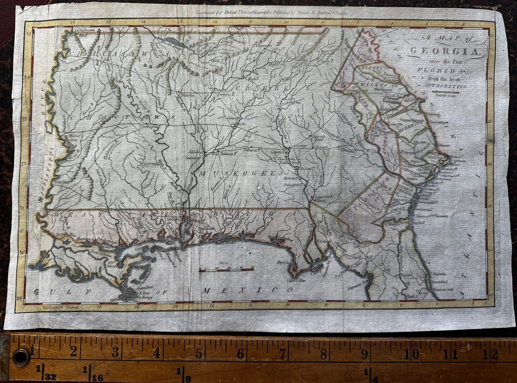 Georgia Territory & Two Floridas 1796 Amos Doolittle rare antique map