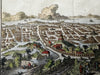 Mexico City 1754 early birds-eye view engraved with lovely hand color rare print