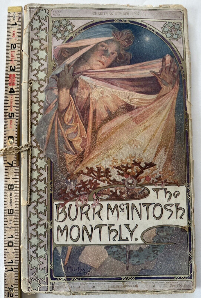 Alphonse Mucha 1907 Burr McIntosh color art cover entire issue w/artist portrait