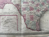 Texas state by itself 1870 uncommon variant Johnson large folio hand colored map