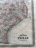 Texas state by itself 1870 uncommon variant Johnson large folio hand colored map