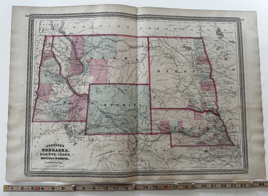 Idaho Wyoming Montana Dakota Nebraska west USA 1870 uncommon variant Johnson map