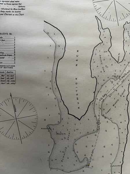 Warren Rhode Island 1901 Eldridge coastal nautical chart map Life savingstations