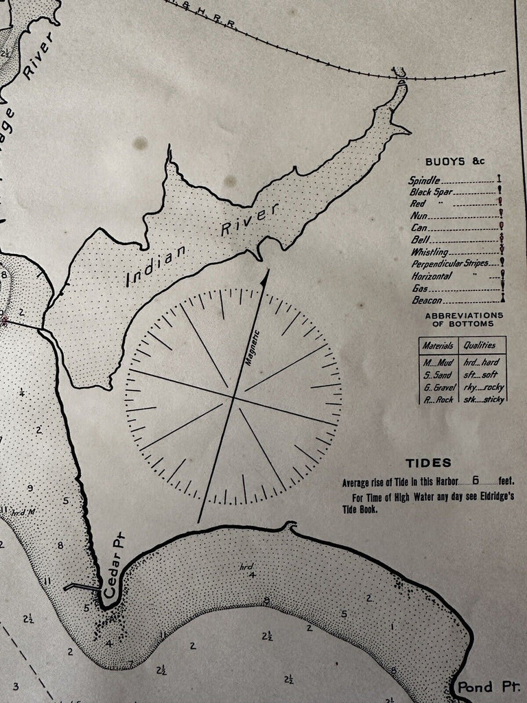 Milford Conn. Wepawage & Indian Rivers Charles Isl 1901 Eldridge nautical chart