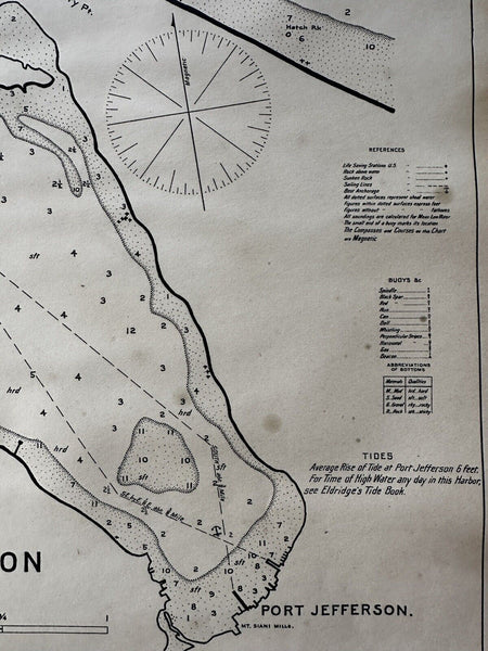 Port Jefferson New York Southport Connecticut 1901 Eldridge old nautical chart