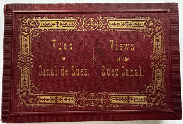 Suez Canal Panoramic views  c.1889 Egypt Africa rare souvenir book w/ map