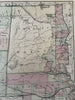 Territorial Montana Wyoming Dakota Nebraska 1873 JD Williams fine hand color map