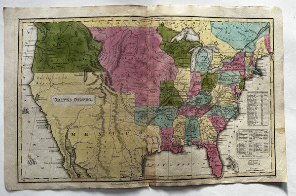 Unexplored western United States 1830-2 Boynton large old hand colored map