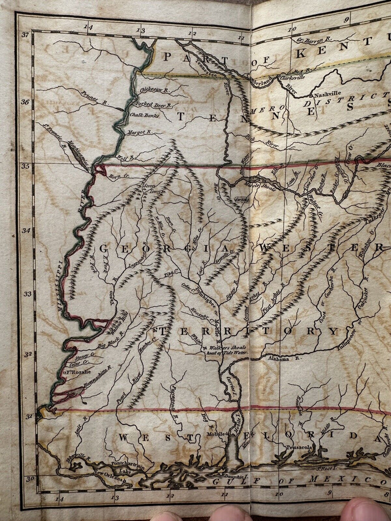 Southern U.S. Georgia Western Territory 1798 rare map Kentuckey Carolinas GA