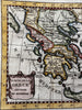 Greece Greek Islands Balkans Aegean Sea 1759 miniature map fine hand coloring