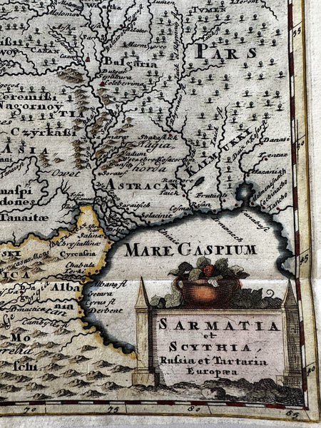 Sarmatia Scythia 1720 Russia Tartary Europe engraved map w/ fine hand coloring