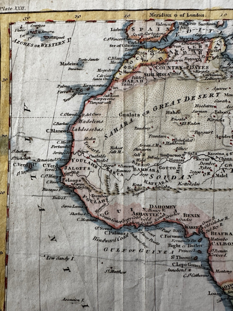 Africa continent 1809 shows vast empty interior engraved hand color map