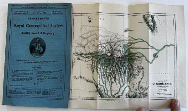 Mt. Kilimanjaro Africa Expedition Johnston 1885 Royal Geog. mag w/ rare map