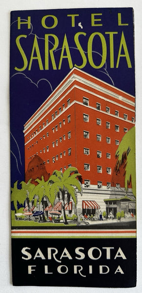 Hotel Sarasota Florida c1930’s art deco tourist brochure