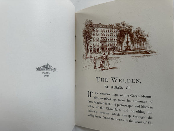 Walden grand hotel St. Albans Vermont c.1900-20’s scarce tourist booklet w/ art