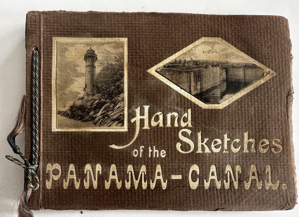 Panama Canal view book c.1890-1910 wonderful tinted lithography rare 24 sketches